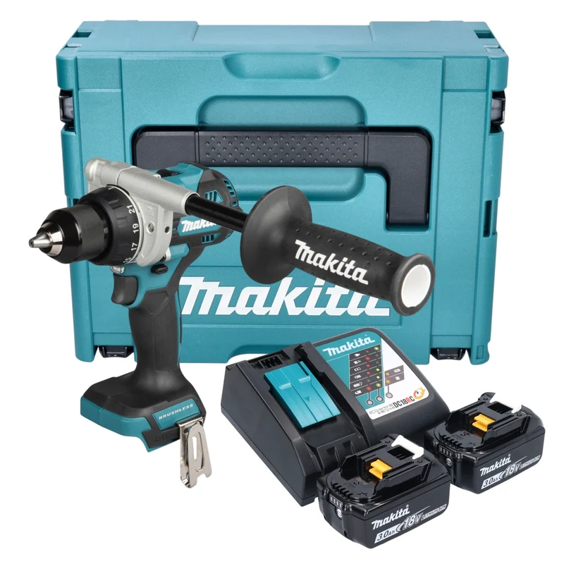 Makita DDF 492 RFJ Akku Bohrschrauber 18 V 141 Nm Brushless + 1x Akku 3,0 Ah + Ladegerät + Makpac