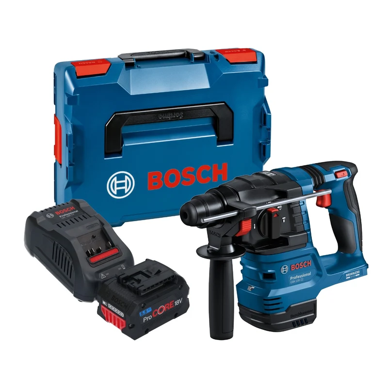 Bosch GBH 18V-22 Professional Akku Bohrhammer 18 V 1,9 J SDS Plus Brushless + 1x ProCORE Akku 5,5 Ah + Ladegerät + L-Boxx