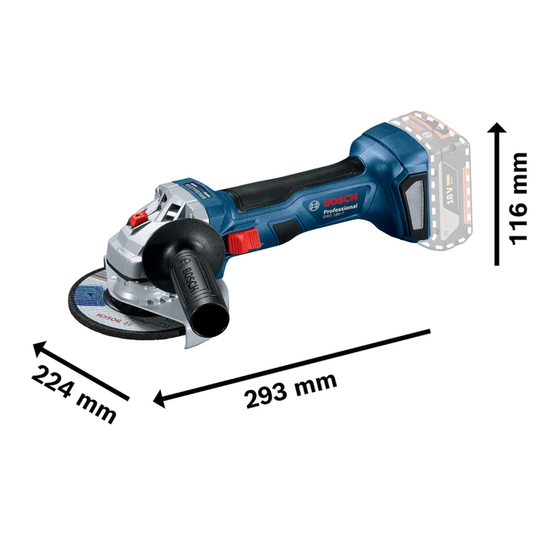 Bosch GWS 18V-7 Professional Akku Winkelschleifer 18 V 115 mm ( 06019H9004 ) Brushless + L-Boxx - ohne Akku, ohne Ladegerät