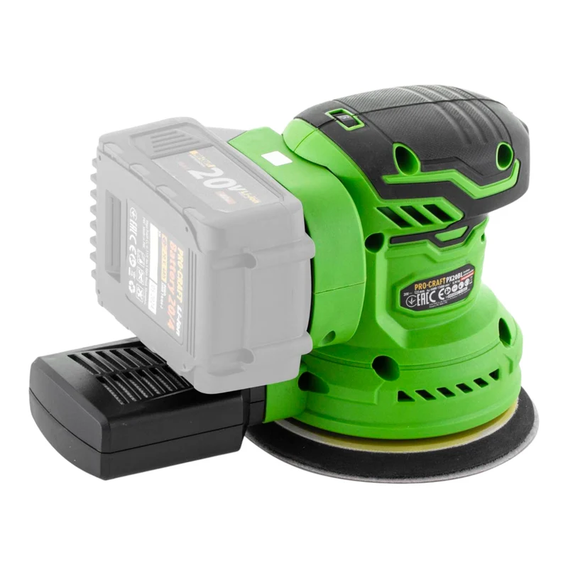 Procraft PX20BLbb Akku Exzenterschleifer 20 V 125 mm Brushless + 2x Akku 4,0 Ah + Ladegerät