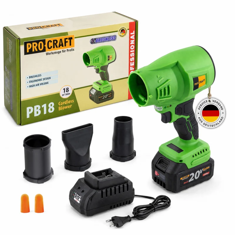 Procraft PB18 Akku Laubbläser 20 V + 1x Akku 3,0 Ah + Ladegrät