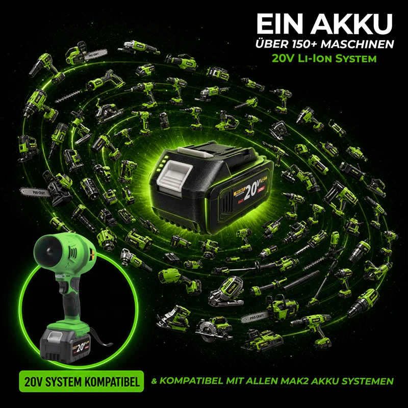 Procraft PB18 Akku Laubbläser 20 V + 1x Akku 3,0 Ah + Ladegrät