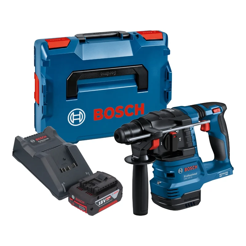 Bosch GBH 18V-22 Professional Akku Bohrhammer 18 V 1,9 J SDS Plus Brushless + 1x Akku 4,0 Ah + Ladegerät + L-Boxx