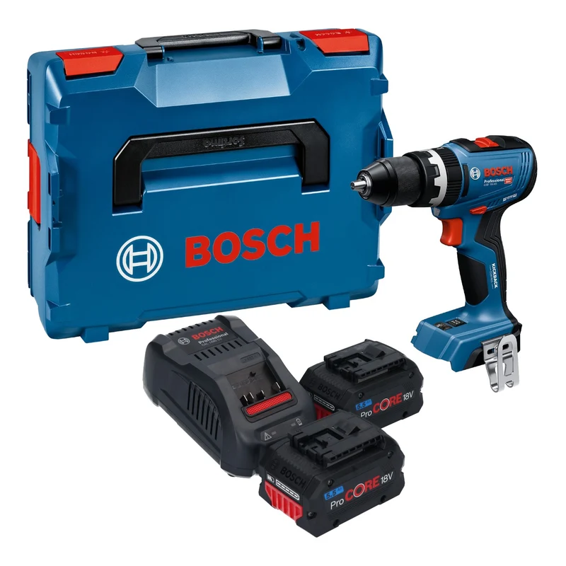 Bosch GSB 18V-65 Professional Akku Schlagbohrschrauber 18 V 65 Nm Brushless + 2x ProCORE Akku 5,5 Ah + Ladegerät + L-Boxx
