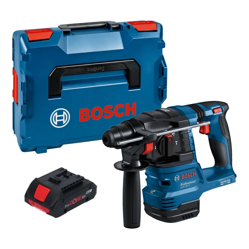 Bosch GBH 18V-22 Professional Akku Bohrhammer 18 V 1,9 J SDS Plus Brushless + 1x ProCORE Akku 4,0 Ah + L-Boxx - ohne Ladegerät