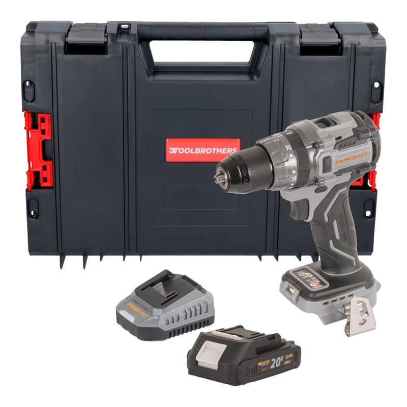 Procraft Industrial CD20Abb Akku Schlagbohrschrauber 20 V 85 Nm + 1x Akku 2,0 Ah + Ladegerät + RHINO Toolcase
