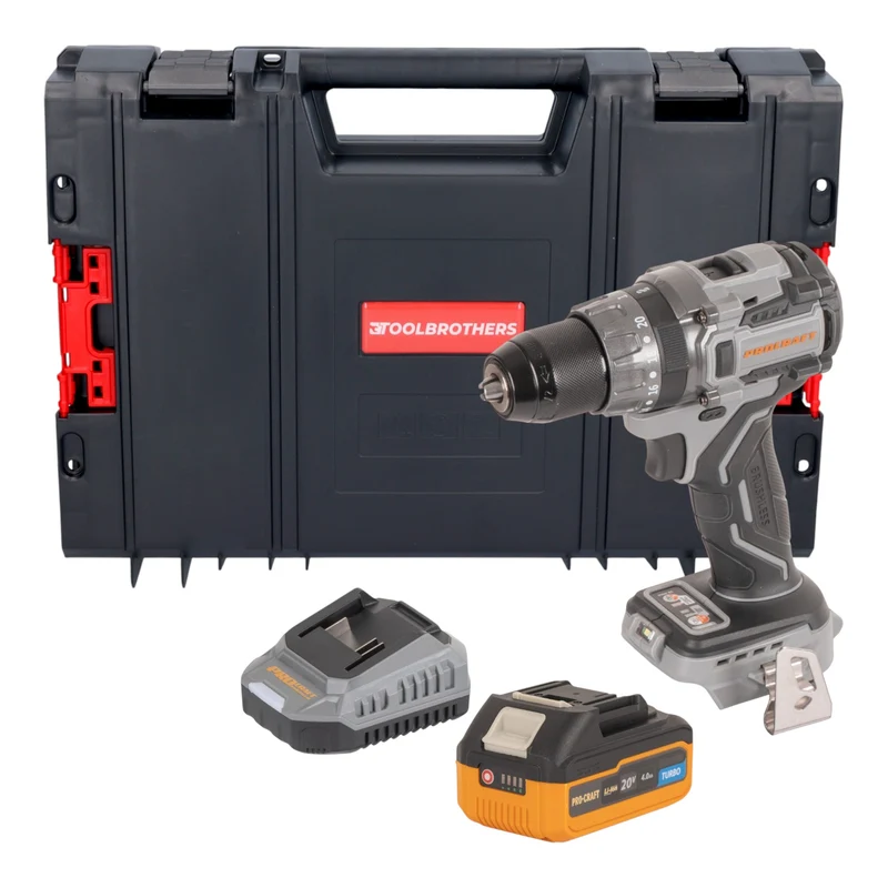 Procraft Industrial CD20Abb Akku Schlagbohrschrauber 20 V 85 Nm + 1x Akku 4,0 Ah + Ladegerät + RHINO Toolcase