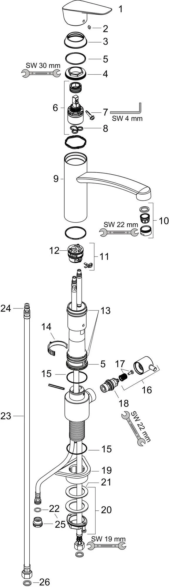 HANSGROHE HG Einhebel-Küchenmischer 220 LOGIS DN 15 mit Geräteabsperrventil chrom