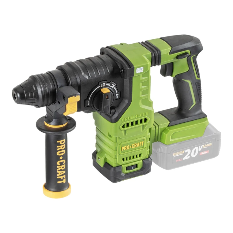 Procraft PHA30bb Akku Bohrhammer 20 V 2,8 J SDS plus Brushless + 1x Akku 4,0 Ah + Ladegerät + RHINO Toolcase