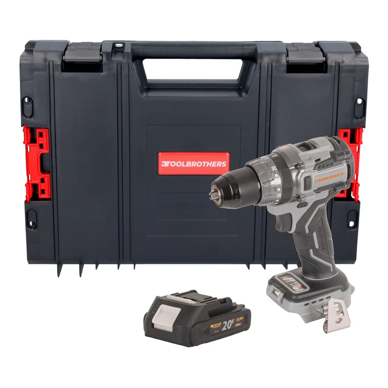 Procraft Industrial CD20Abb Akku Schlagbohrschrauber 20 V 85 Nm + 1x Akku 2,0 Ah + RHINO Toolcase - ohne Ladegerät