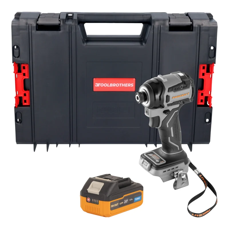 Procraft Industrial ID20Abb Akku Schlagschrauber 20 V 180 Nm 1/4" + 1x Akku 4,0 Ah + RHINO Toolcase - ohne Ladegerät