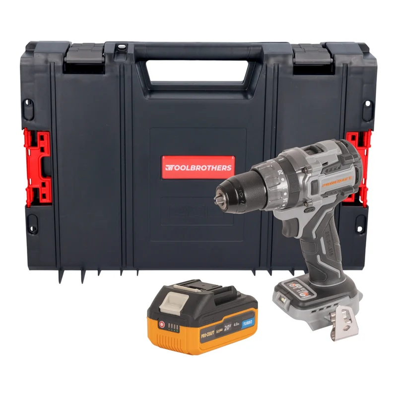Procraft Industrial CD20Abb Akku Schlagbohrschrauber 20 V 85 Nm + 1x Akku 4,0 Ah + RHINO Toolcase - ohne Ladegerät