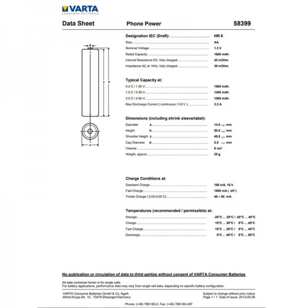 Varta Akku passend für Loewe Alphatel 3000, Modus Plus, Matra
