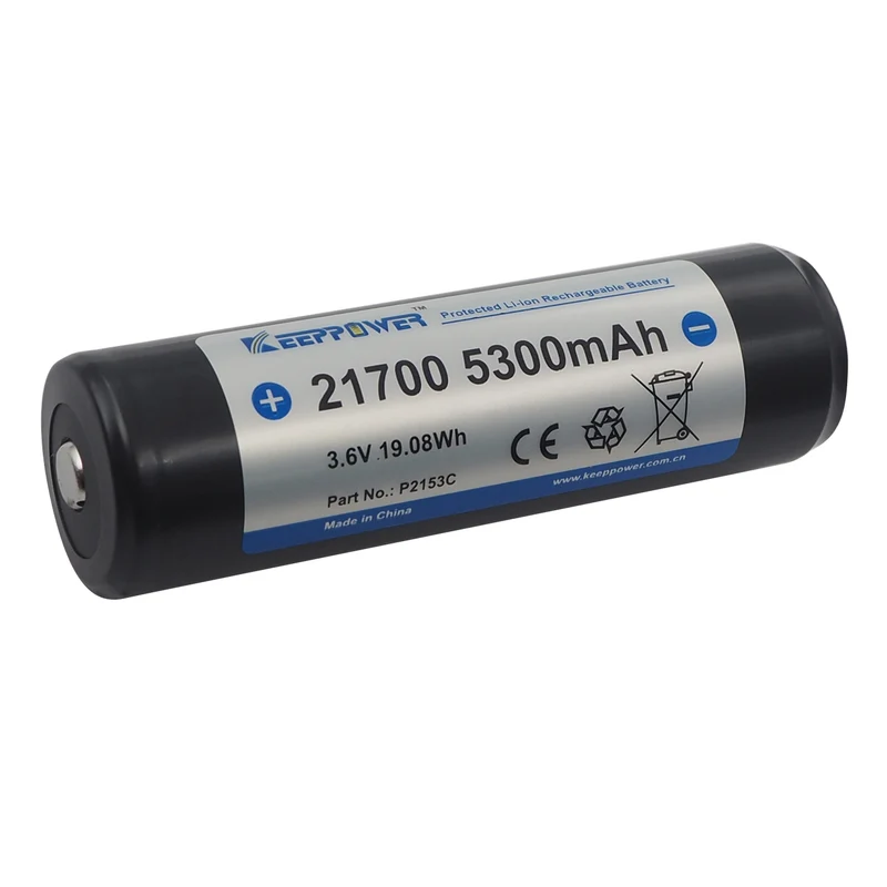 Keeppower 21700 - 5300mAh, 3,6V - 3,7V Li-Ion-Akku PCB geschützt P2153C