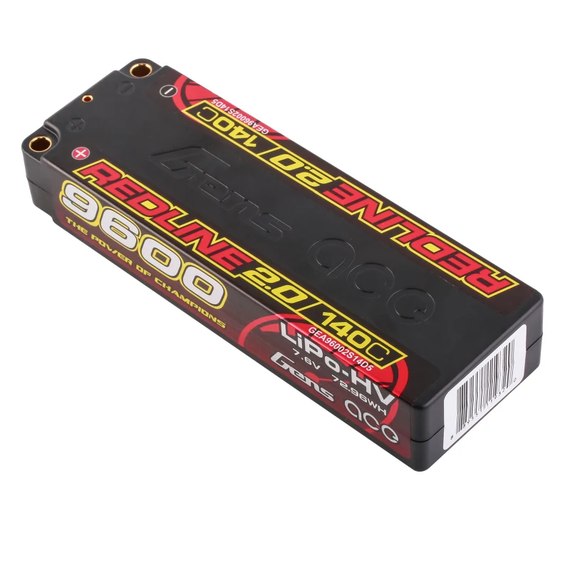 Gens ace Redline 2.0 Serie 9600 mAh 7,6 V 140 C 2S1P HardCase HV Lipo-Akku mit Hardcase 58#