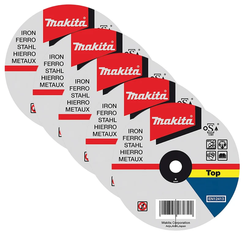Makita Trennscheibe Stahl 125 x 22,23 x 1 mm ( 5x P-53023 ) A60R Körnung 5 Stück für Winkelschleifer