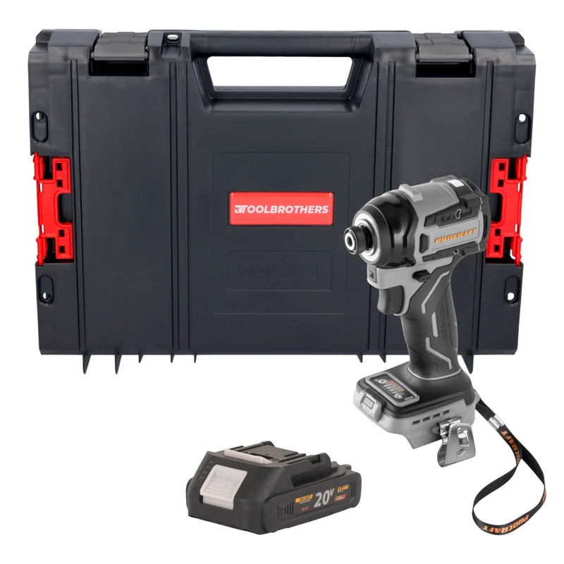 Procraft Industrial ID20Abb Akku Schlagschrauber 20 V 180 Nm 1/4" + 1x Akku 2,0 Ah + RHINO Toolcase - ohne Ladegerät