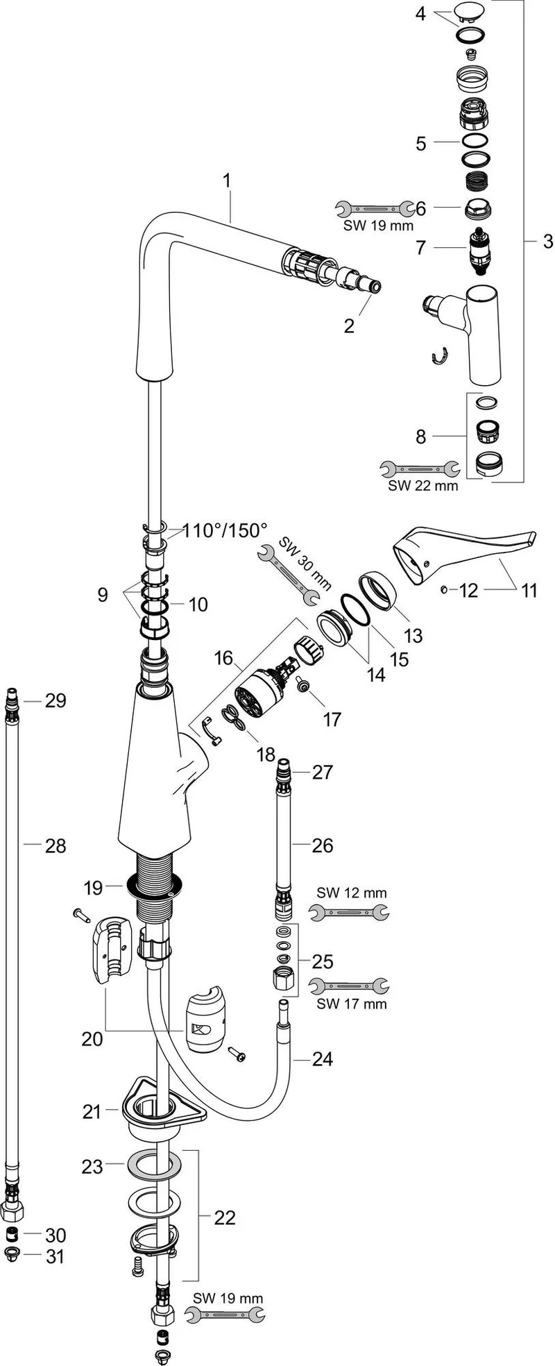 HANSGROHE EH-Küchenmischer 320 METRIS SELECT