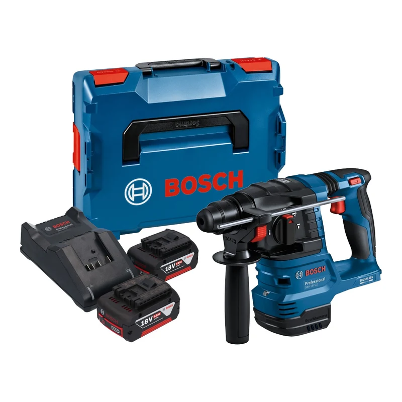 Bosch GBH 18V-22 Professional Akku Bohrhammer 18 V 1,9 J SDS Plus Brushless + 2x Akku 5,0 Ah + Ladegerät + L-Boxx