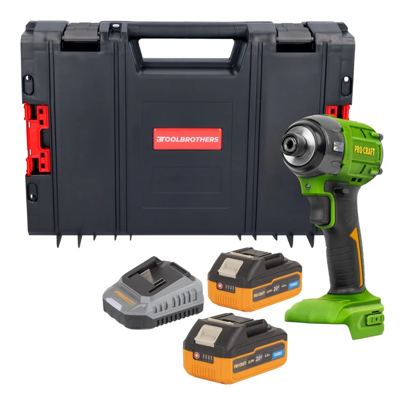 Procraft PS22bb Akku Schlagschrauber 20 V 230 Nm 1/2" Brushless + 2x Akku 4,0 Ah + Ladegerät + RHINO Toolcase