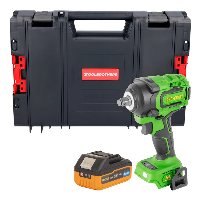 Procraft PWA18bb Akku Schlagschrauber 20 V 550 Nm 1/2" Brushless + 1x Akku 4,0 Ah + RHINO Toolcase - ohne Ladegerät