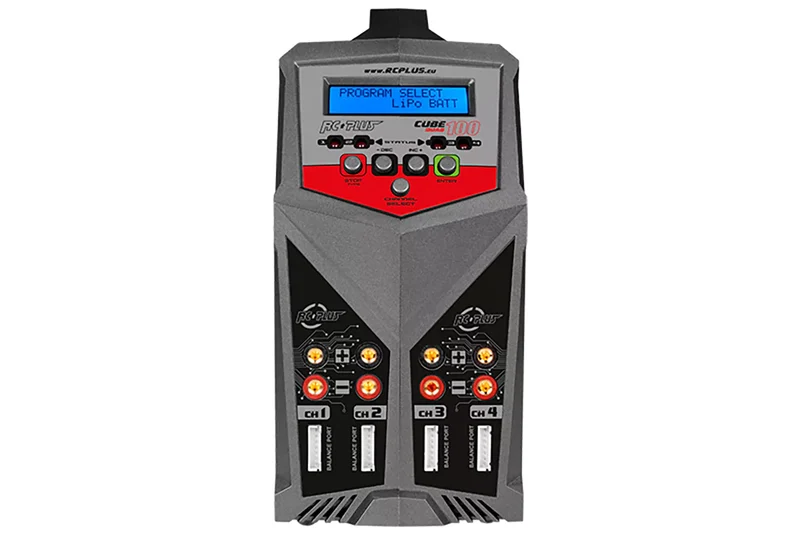 RC Plus – Cube 100 Quad-Ladegerät – AC-DC – 4 x 100 W – 4 x 6S Lixx – 15 Nixx – 20 V PB
