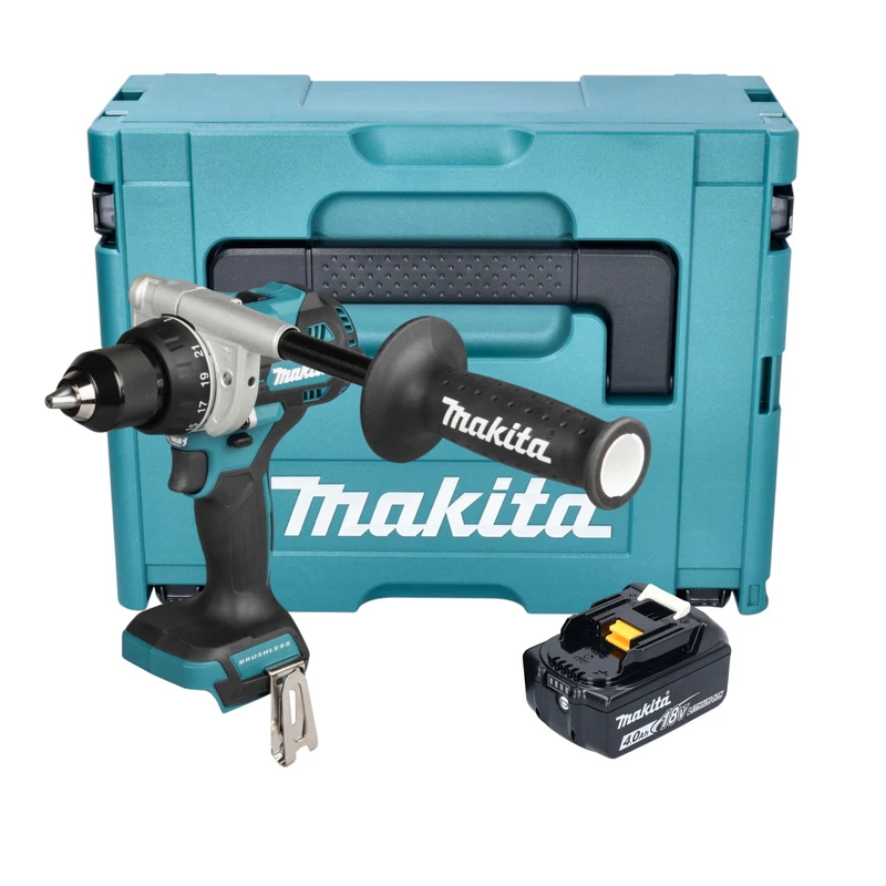 Makita DDF 492 M1J Akku Bohrschrauber 18 V 141 Nm Brushless + 1x Akku 4,0 Ah + Makpac - ohne Ladegerät