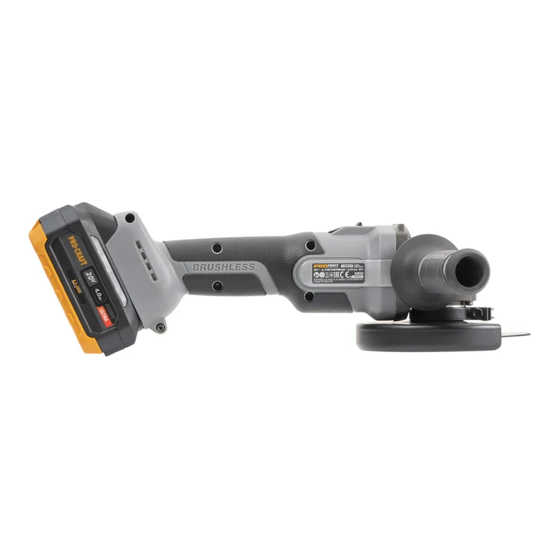 Procraft Industrial AG125A Akku Winkelschleifer 20 V 125 mm Brushless + 1x Akku 4,0 Ah + Ladegerät + Koffer