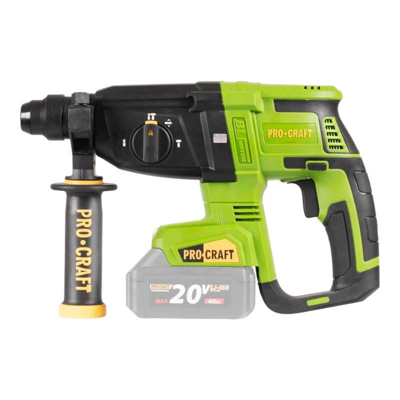 Procraft PHA40bb Akku Bohrhammer 20 V 2,6 J SDS plus Brushless + 1x Akku 2,0 Ah + RHINO Toolcase - ohne Ladegerät