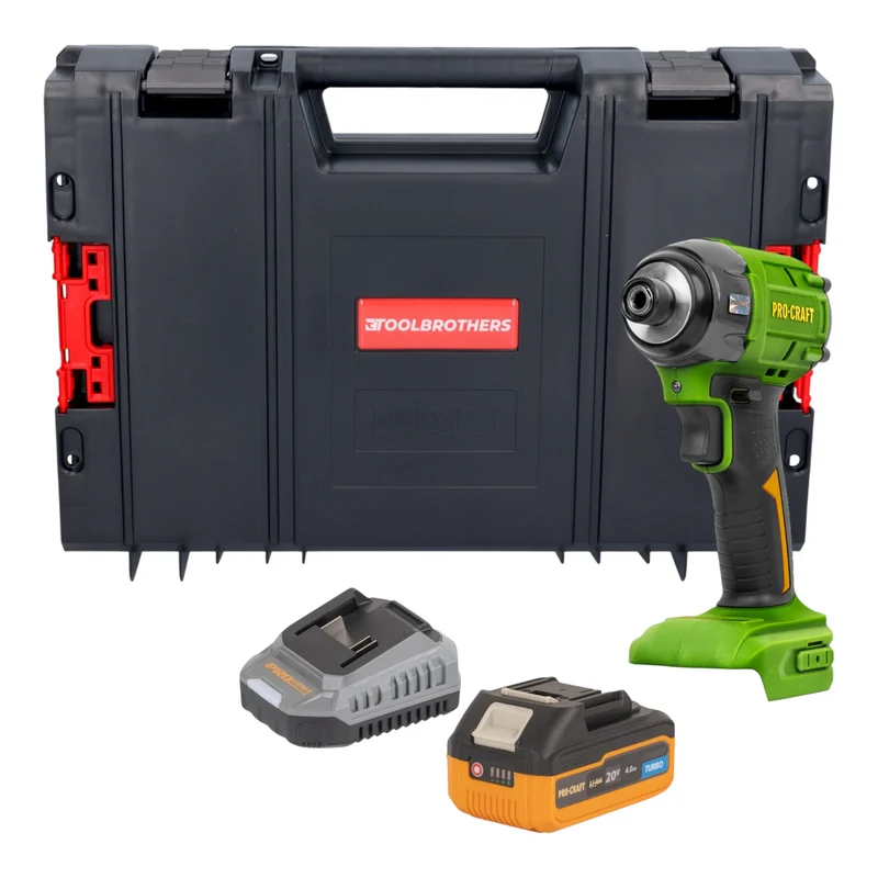 Procraft PS22bb Akku Schlagschrauber 20 V 230 Nm 1/2" Brushless + 1x Akku 4,0 Ah + Ladegerät + RHINO Toolcase