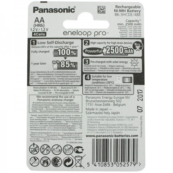 Eneloop Pro 1,2V 2500mAh HR-3UWX 4er Pack inkl. Akkubox