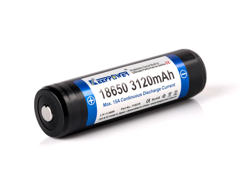 Keeppower 18650 3,7V 3120mAh geschützt (Pluspol erhöht) Li-Ion Akku