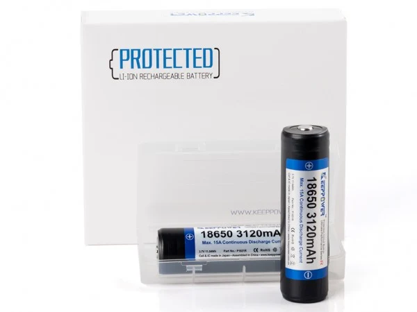 Keeppower 18650 3,7V 3120mAh geschützt (Pluspol erhöht) Li-Ion Akku