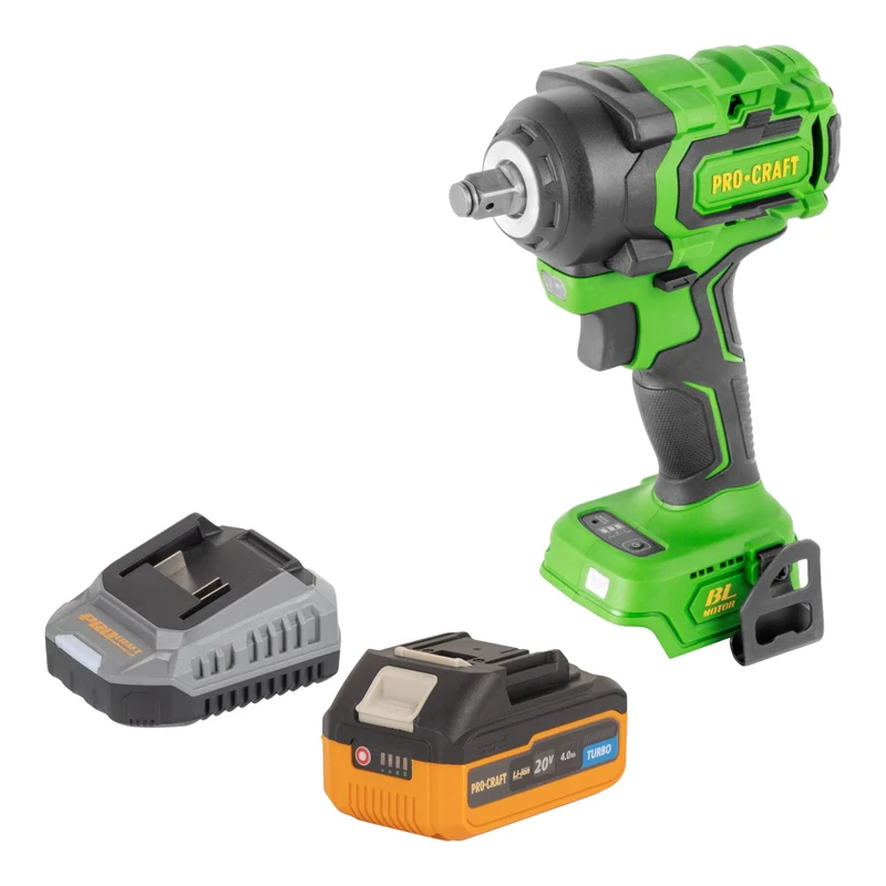 Procraft PWA18bb Akku Schlagschrauber 20 V 550 Nm 1/2" Brushless + 1x Akku 4,0 Ah + Ladegerät