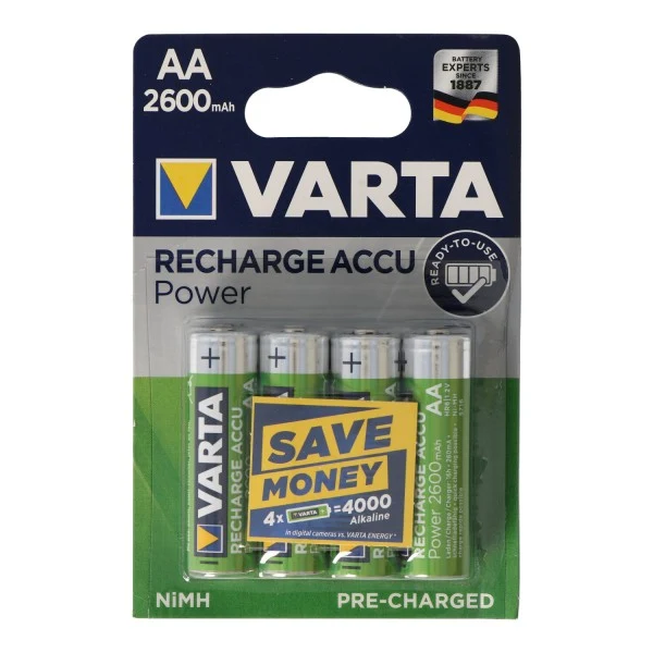 VARTA Akkus AA 1,2V 2600mAh Mignon AA LR6 4er Blister