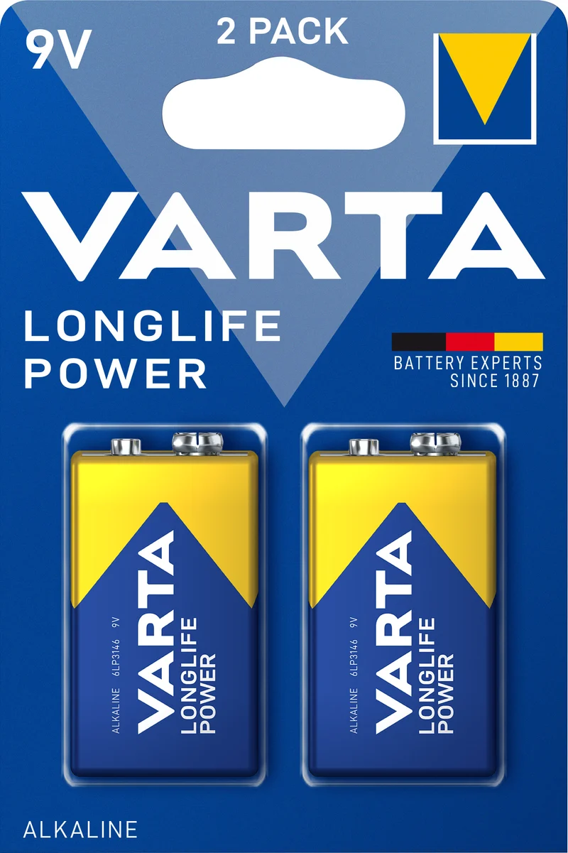 Varta Batterie Alkaline E-Block 6LR61 9V Longlife Power (2er-Pack)