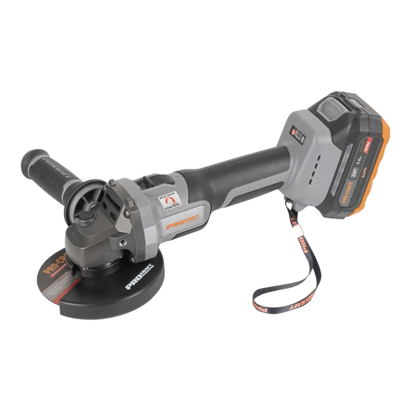 Procraft Industrial AG125A-1B-F Akku Winkelschleifer 20 V 125 mm Brushless + 1x Akku 4,0 Ah + Ladegerät + Tasche
