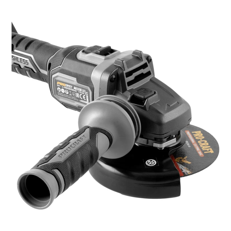 Procraft Industrial AG125Bbb Akku Winkelschleifer 20 V 125 mm Brushless Solo - ohne Akku, ohne Ladegerät