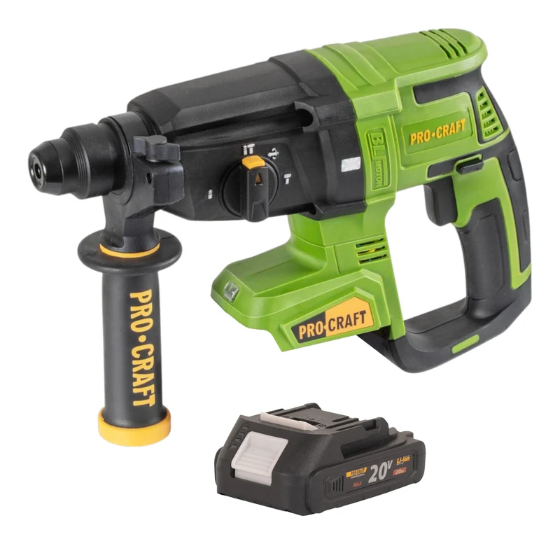 Procraft PHA40bb Akku Bohrhammer 20 V 2,6 J SDS plus Brushless + 1x Akku 2,0 Ah - ohne Ladegerät