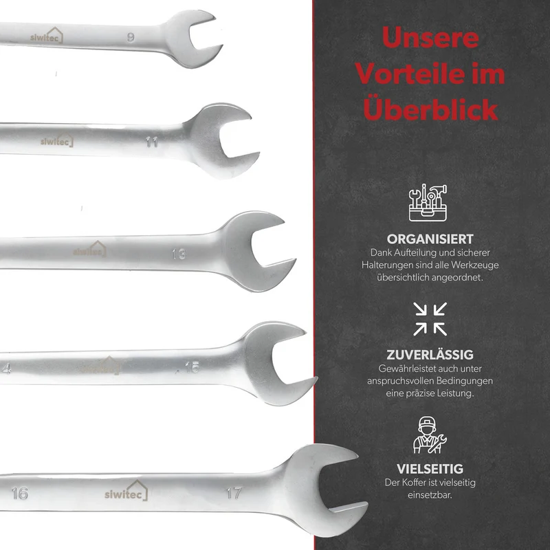 Siwitec Werkzeugkoffer / Werkzeug CRV / befüllt / 95-teilig