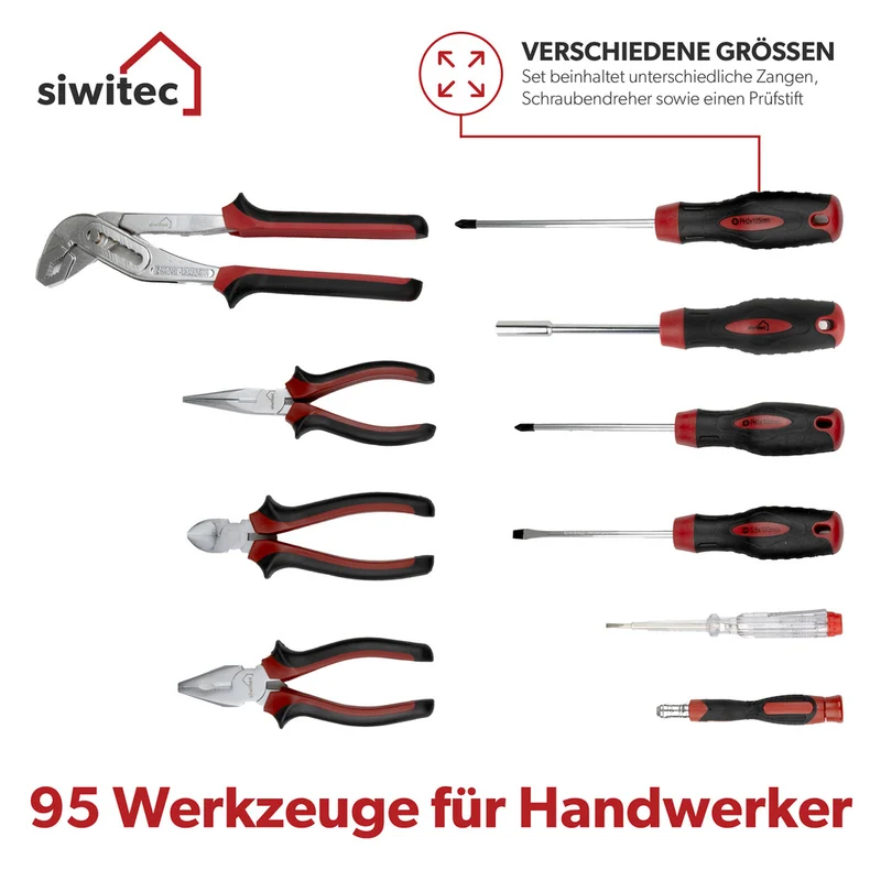 Siwitec Werkzeugkoffer / Werkzeug CRV / befüllt / 95-teilig