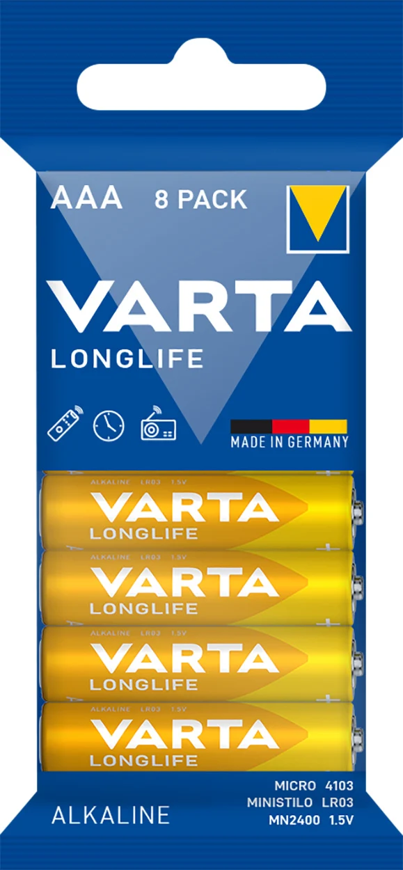 Varta Batterie Alkaline Micro AAA LR03 1,5V Longlife (8er-Pack)