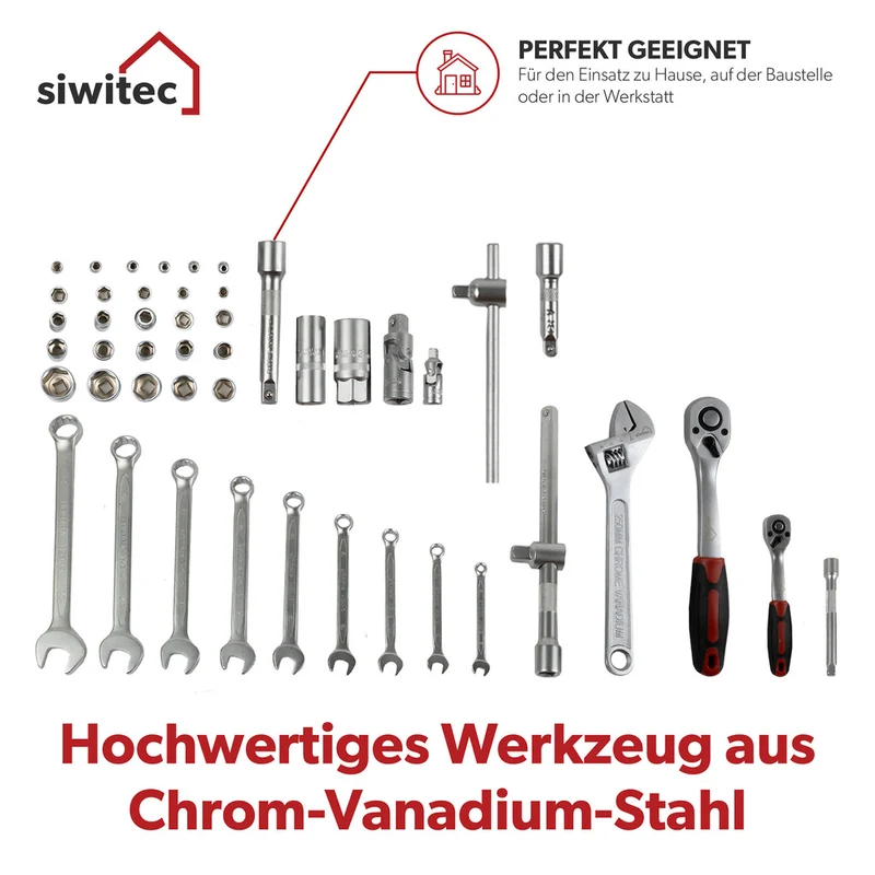 Siwitec Werkzeugkoffer / Werkzeug CRV / befüllt / 139-teilig