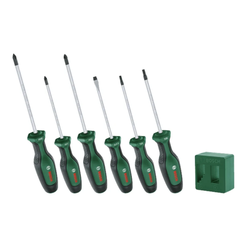 Bosch Schraubendreher + Magnetisierer 6 tlg. Set ( 1600A02W7L ) PZ1 / PZ2 / PH2 / TX20 / TX25