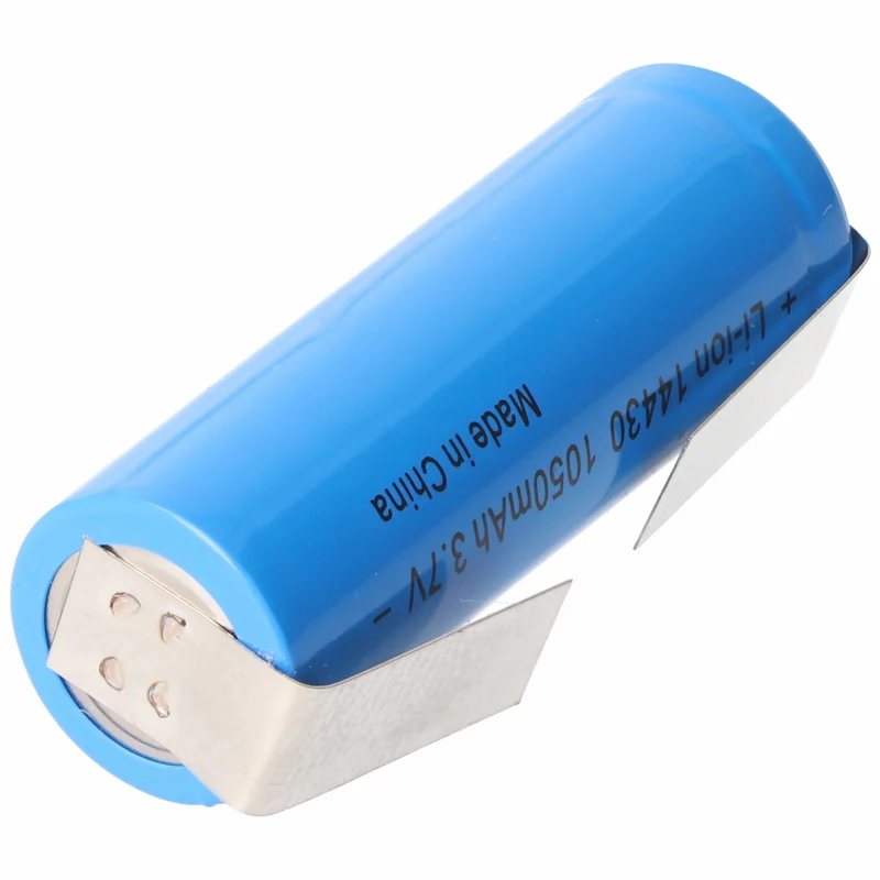 AccuCell Li-ion Akku 14430 mit Lötfahnen U-Form 1050mAh 3,6V - 3,7V Lithium-Ionen-Zelle ohne Schutzelektronik