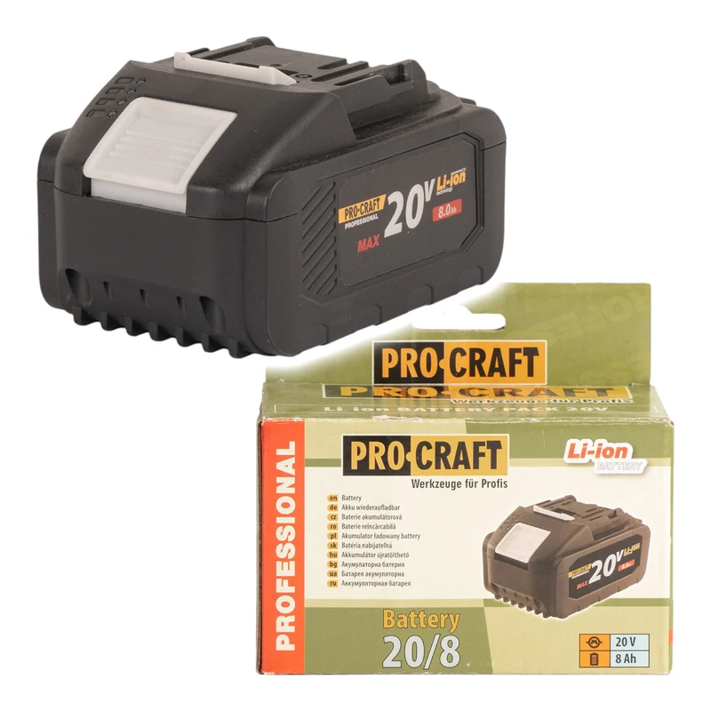 Procraft 20/8 Akku 20 V 8,0 Ah / 8000 mAh Li-ion mit Ladestandsanzeige