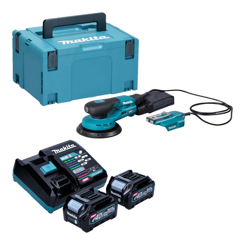 Makita BO 004 CGD201 Akku Exzenterschleifer 40 V max. 150 mm 3,0 mm Hub Brushless + 2x Akku 2,5 Ah + Ladegerät + Makpac