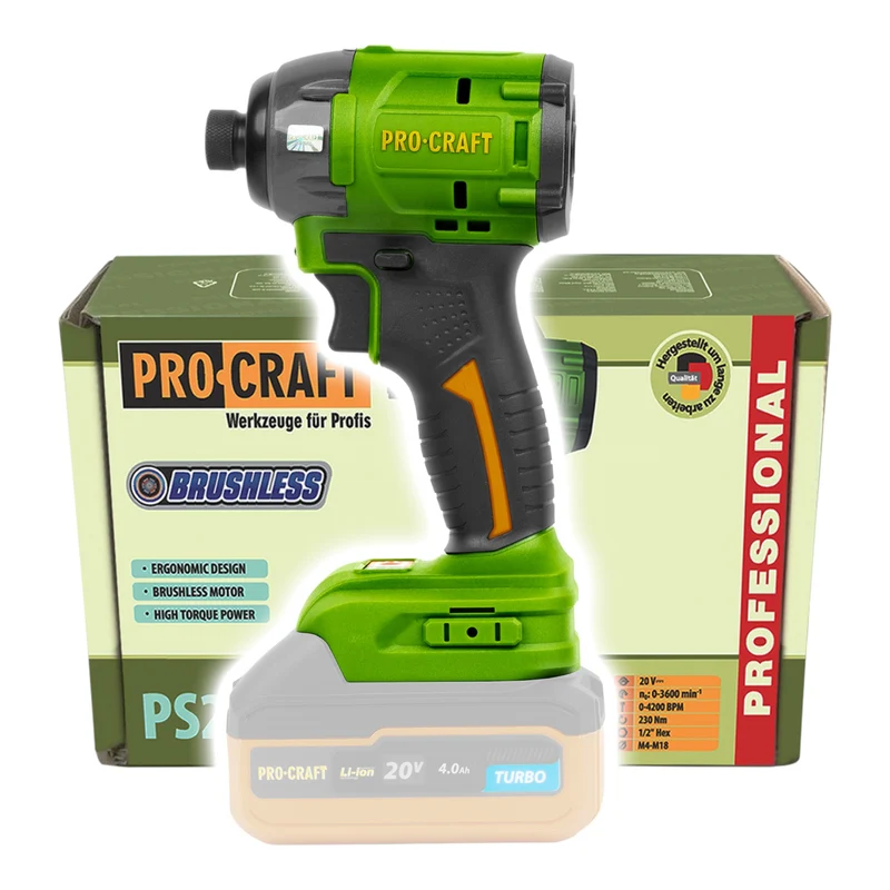 Procraft PS22bb Akku Schlagschrauber 20 V 230 Nm 1/4" Brushless Solo - ohne Akku, ohne Ladegerät