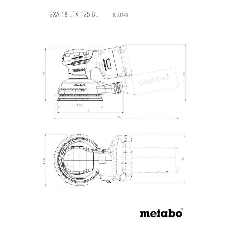 Metabo SXA 18 LTX 125 BL Akku Exzenterschleifer 18 V 125 mm Brushless CAS ( 600146850 ) Solo - ohne Akku, ohne Ladegerät