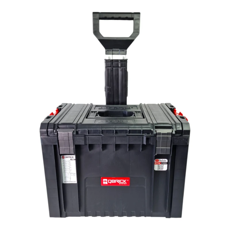 Qbrick System PRO Cart mobile Box auf Rädern stapelbar 450 x 390 x 690 mm 28 l mit Teleskopgriff - alte Version